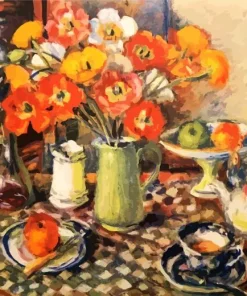 Poppies And Checked Cloth 5D Diamond Painting