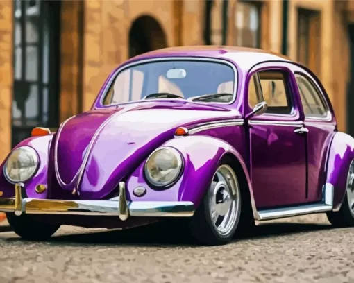 Purple Volkswagen Beetle 5D Diamond Painting