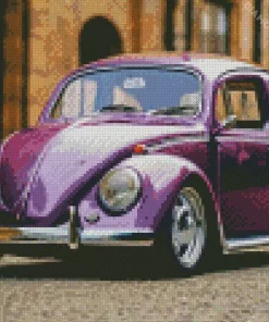 Purple Volkswagen Beetle 5D Diamond Painting