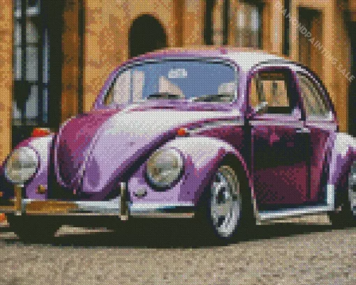 Purple Volkswagen Beetle 5D Diamond Painting