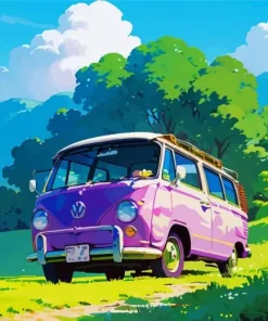 Purple Volkswagen Bus 5D Diamond Painting