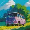 Purple Volkswagen Bus 5D Diamond Painting