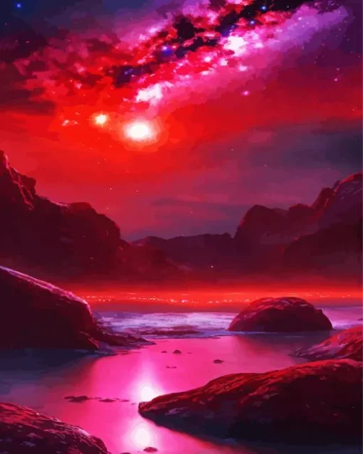 Red And Black Galaxy 5D Diamond Painting