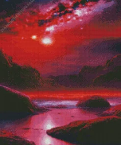 Red And Black Galaxy 5D Diamond Painting