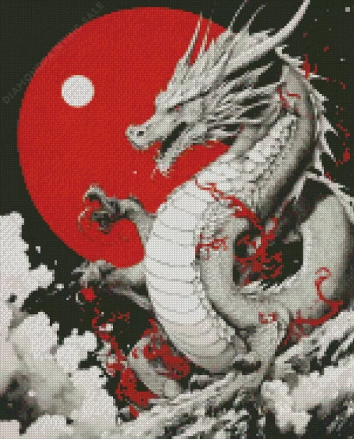 White Chinese Dragon 5D Diamond Painting