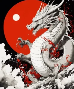 White Chinese Dragon 5D Diamond Painting