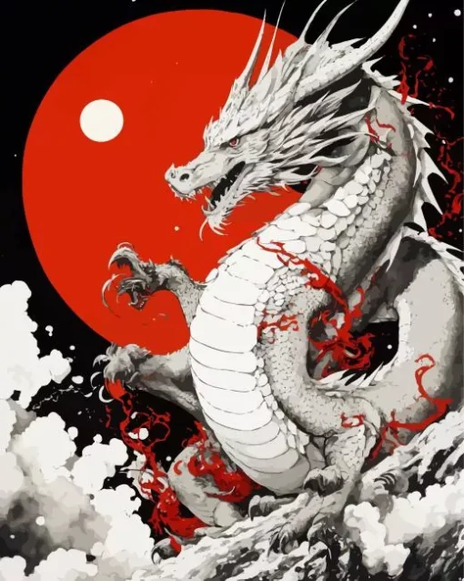 White Chinese Dragon 5D Diamond Painting